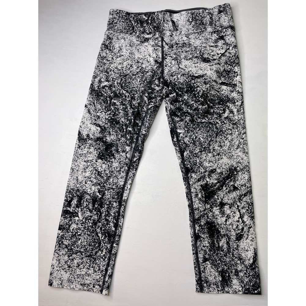 Calvin Klein Women Leggings Performance Crop Marble Small Black White Athleisure